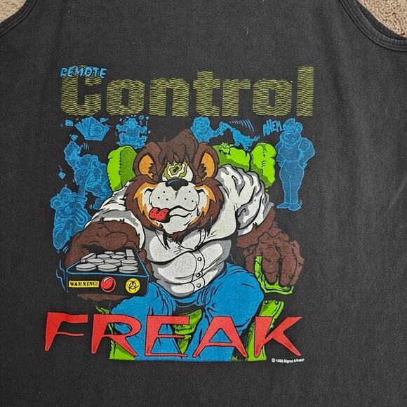 Vintage 1993 Men's Remote Control Freak Tank Signal Artwear USA Made Large - Picture 2 of 7